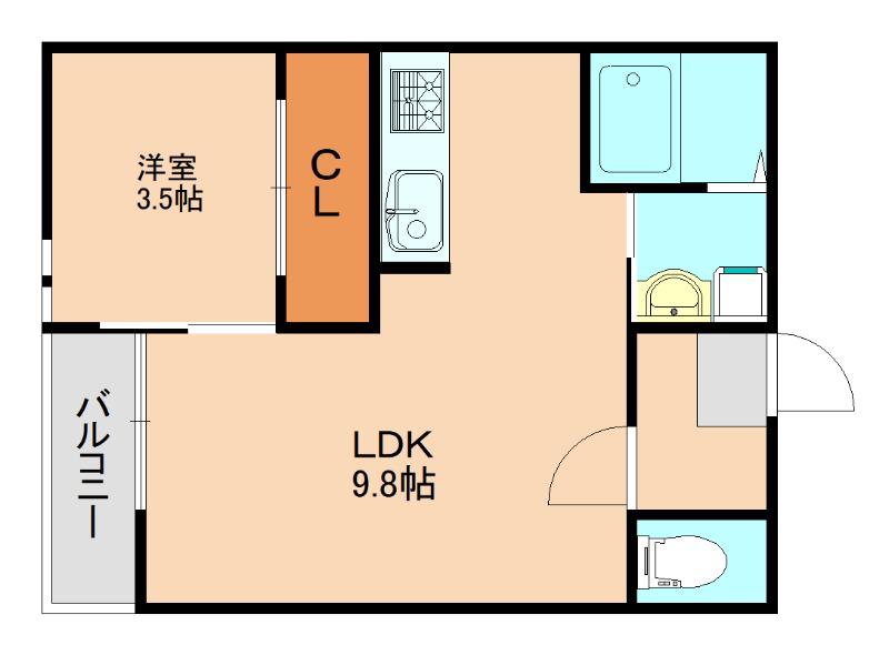 グランディック 井尻(1LDK/1階)の間取り写真