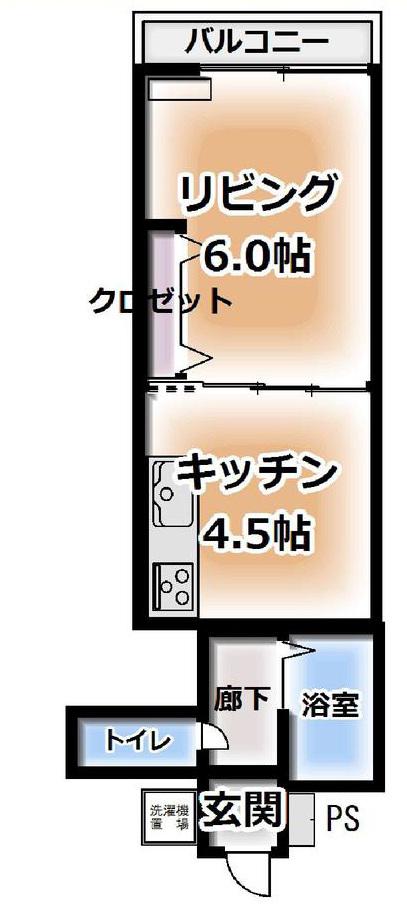 ベルメゾン西宮(1DK/6階)の間取り写真