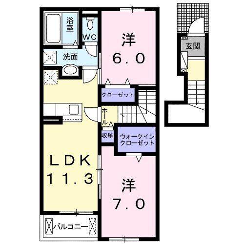ラペーシュ神田(2LDK/2階)の間取り写真