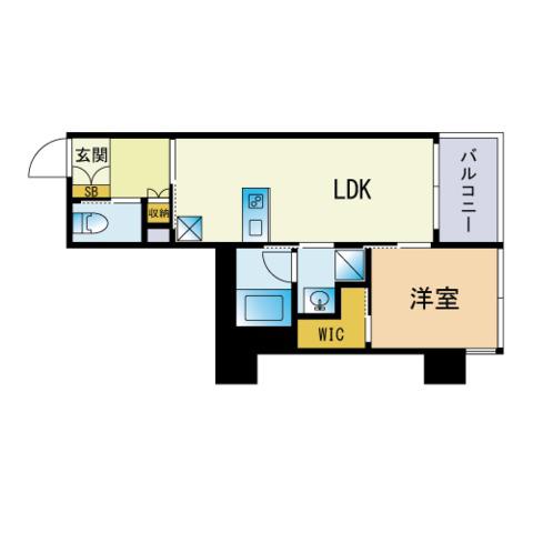 THE天神シティ(1LDK/3階)の間取り写真