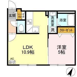 ブリエ・アサヒ(1LDK/4階)の間取り写真