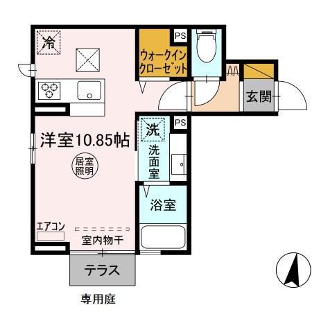 メゾン・デュ・シーニュIII(ワンルーム/1階)の間取り写真