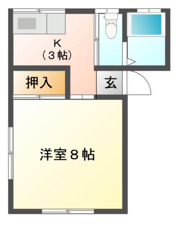 ハートランド柏崎(1K/1階)の間取り写真
