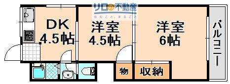 佐々木コーポ(2DK/2階)の間取り写真