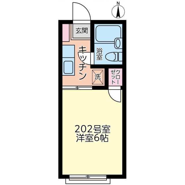 グリーンハイツ野地(1K/2階)の間取り写真