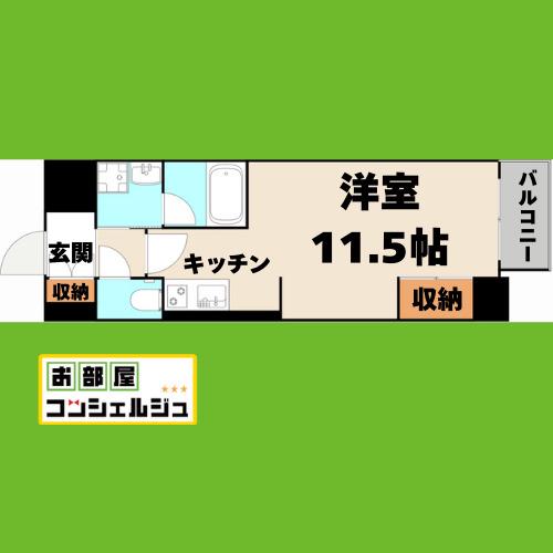 グラヴィス鶴舞(ワンルーム/6階)の間取り写真