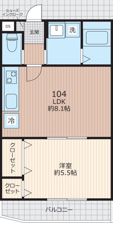 エベラ大倉山(1LDK/1階)の間取り写真
