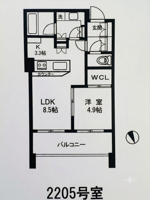 パークコート麻布十番ザタワー(1LDK/22階)の間取り写真