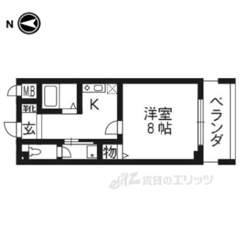 アルファクラージュくずはⅠ(1K/4階)の間取り写真