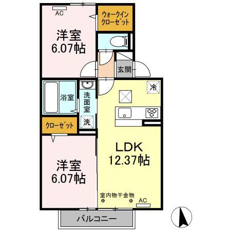クローバーハイツ21(2LDK/1階)の間取り写真