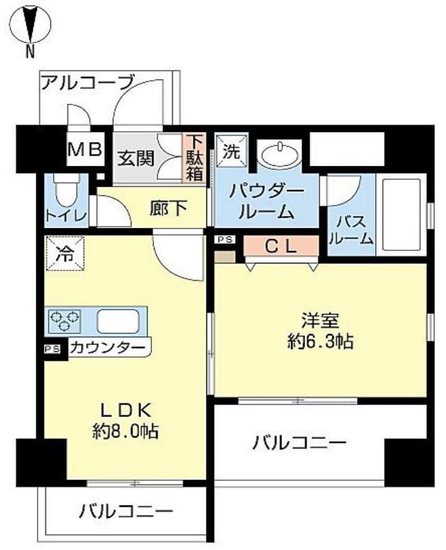 CITYLIFE本町西L′AVENIR(1LDK/7階)の間取り写真