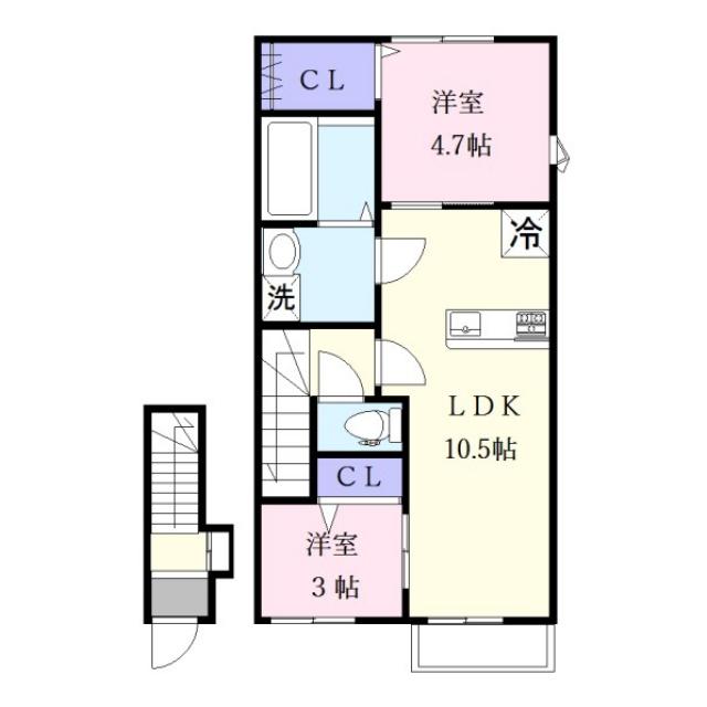 GRANCHESTA(2LDK/2階)の間取り写真