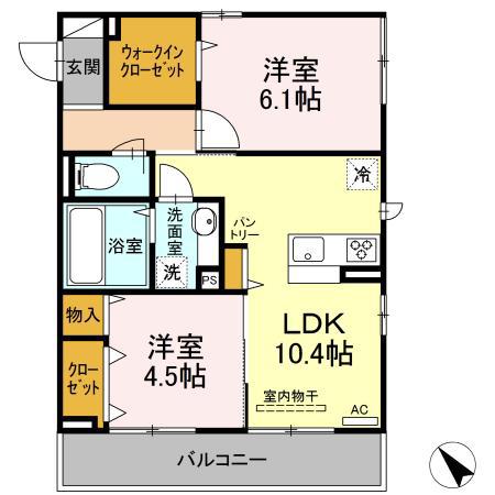 コリーナドソル(2LDK/3階)の間取り写真