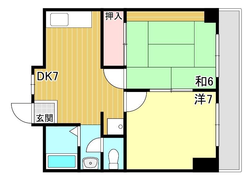 ワンダーボックス太寺(2DK/2階)の間取り写真