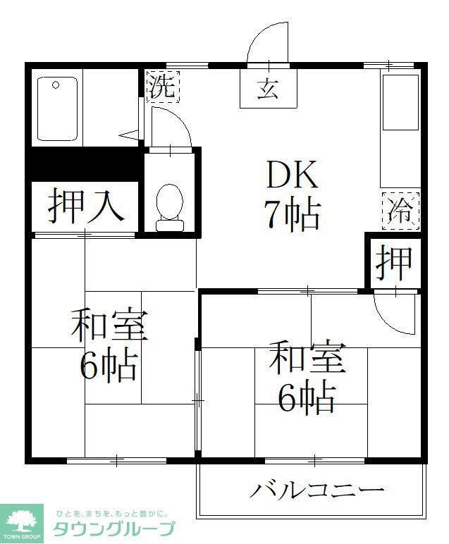コーポウエムラ(2DK/2階)の間取り写真