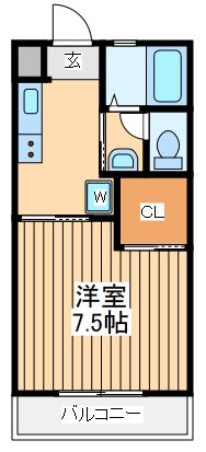 サニーコート共和(1K/2階)の間取り写真