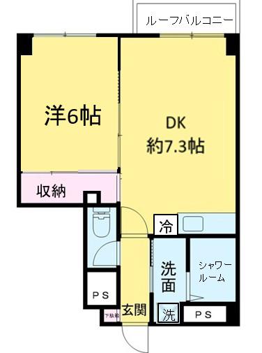 塚本ルミネビル(1DK/5階)の間取り写真