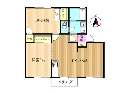 アナスタシア(2LDK/2階)の間取り写真