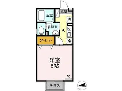 BELLECOTE(1K/1階)の間取り写真