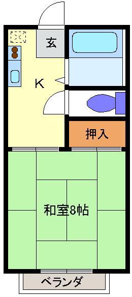グリーンハウス A棟(1K/2階)の間取り写真