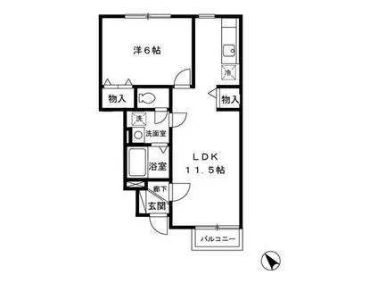 青い森鉄道 青森駅 徒歩37分 2階建 築22年(1LDK/1階)の間取り写真