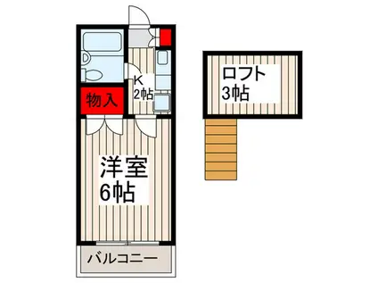 コーポ橋本(1K/2階)の間取り写真