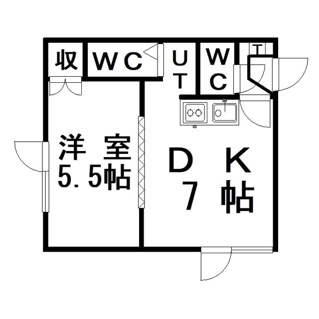 エンドレスM(1DK/1階)の間取り写真