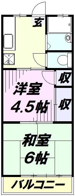 コーポヒル山口(2K/2階)の間取り写真