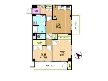 相武台グリーンハイツA(2LDK/2階)の間取り写真