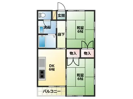 コーポウエスト(2DK/2階)の間取り写真