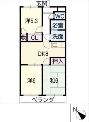 ファミリータウンむらた(3DK/2階)の間取り写真