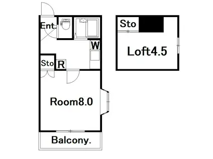 ミモーレ上小島(1DK/2階)の間取り写真