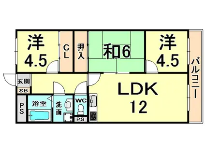 イマキタハイツ59(3LDK/4階)の間取り写真