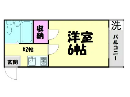 サンクス堺東(1K/2階)の間取り写真