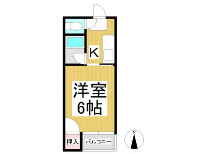 ハイツ山崎(1K/2階)の間取り写真