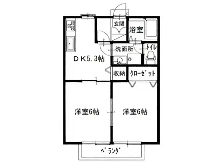 エスポワール柞田6(2K/2階)の間取り写真