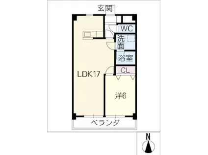 ライトパレス(1LDK/3階)の間取り写真