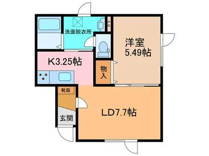 浦幌アパート(1LDK/2階)の間取り写真