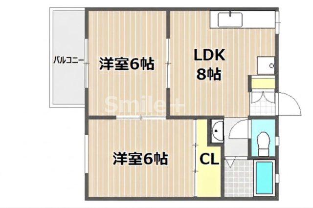 グランドールA(2DK/2階)の間取り写真