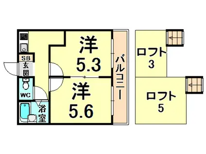 モナムール武庫之荘(2K/1階)の間取り写真
