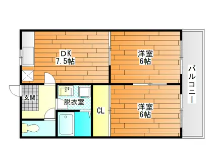 松尾マンション(2DK/4階)の間取り写真