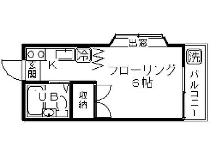 トキムラハイツ(ワンルーム/2階)の間取り写真
