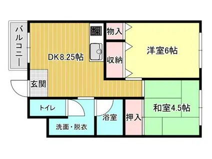 シャルム小山(2DK/2階)の間取り写真