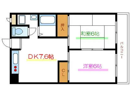 クリアメゾン(2DK/3階)の間取り写真