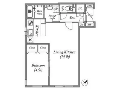 PASEO高田馬場III 2/12退 手無 ネット即使用 子供可 駐輪可(1LDK/3階)の間取り写真