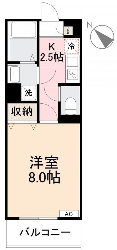 ESLEAD宮脇町(1K/3階)の間取り写真