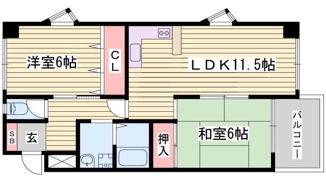 ビューハーモニー(2LDK/5階)の間取り写真