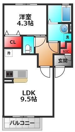 エクセレンテ(1LDK/1階)の間取り写真