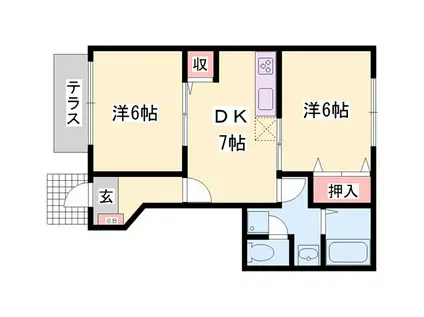 パルトネールFI(2DK/1階)の間取り写真