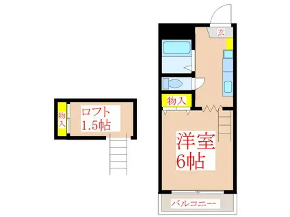 サンライフ国分II(1K/2階)の間取り写真